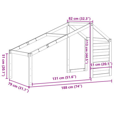 vidaXL Krov za dječji krevet voštano smeđi 188 x 82 x 113 cm borovina