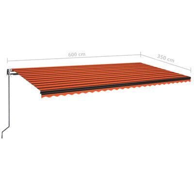 vidaXL Tenda na automatsko uvlačenje 600 x 350 cm narančasto-smeđa