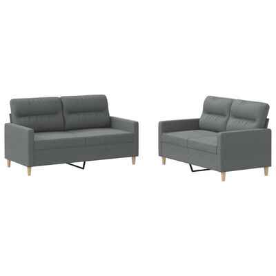 vidaXL 2-dijelni set sofa s jastucima tamnosivi od tkanine