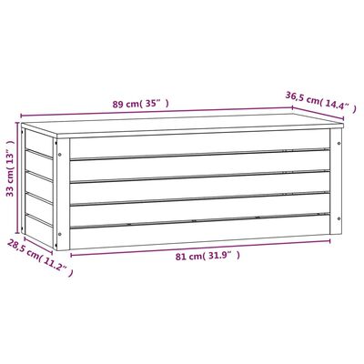 vidaXL Kutija za pohranu 89 x 36,5 x 33 cm od masivne borovine