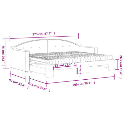 vidaXL Dnevni krevet na razvlačenje tamnosivi 80 x 200 cm od tkanine