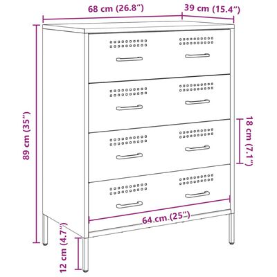 vidaXL Komoda crna 68 x 39 x 89 cm čelična