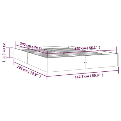 vidaXL Okvir za krevet od masivnog drva bijeli 140 x 200 cm