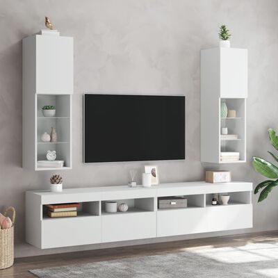 vidaXL TV ormarići s LED svjetlima 2 kom bijeli 30,5 x 30 x 102 cm