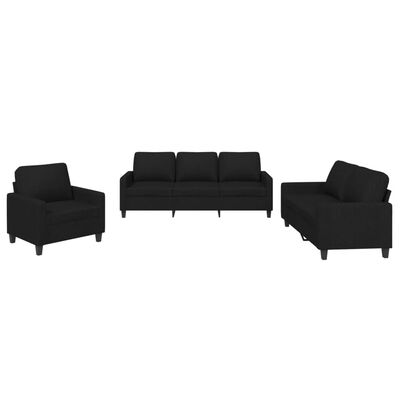 vidaXL 3-dijelni set sofa s jastucima crni od tkanine