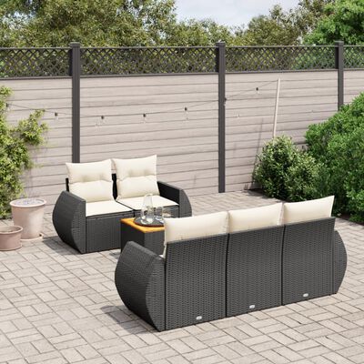 vidaXL 6-dijelni set vrtnih sofa s jastucima crni od poliratana