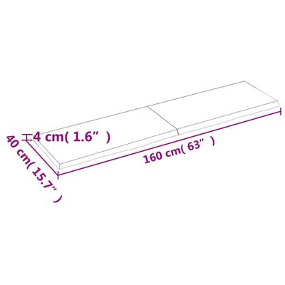 vidaXL Stolna ploča tamnosmeđa 160x40x(2-4) cm obrađena masivna hrast