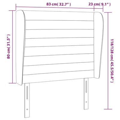 vidaXL Uzglavlje s ušima tamnosivo 83 x 23 x 118/128 cm od tkanine