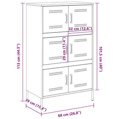 vidaXL Visoka komoda boja senfa 67 x 39 x 113 cm čelični