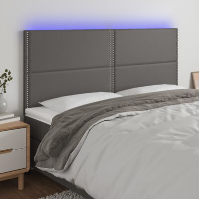 vidaXL LED uzglavlje sivo 200x5x118/128 cm od umjetne kože