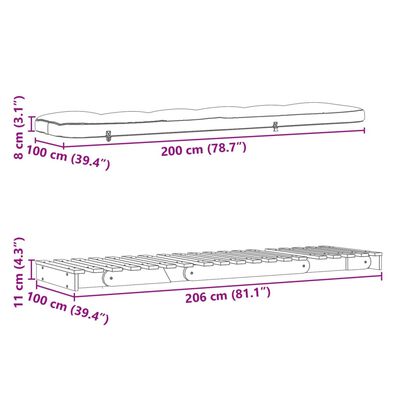 vidaXL Futon na razvlačenje s madracem 100x206x11 cm masivna duglazija