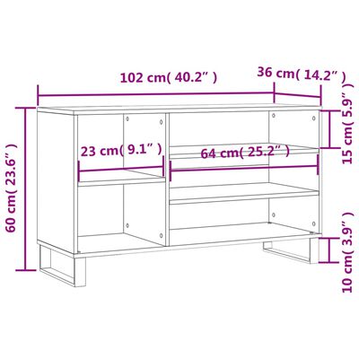 vidaXL Ormarić za cipele boja hrasta 102x36x60 cm konstruirano drvo