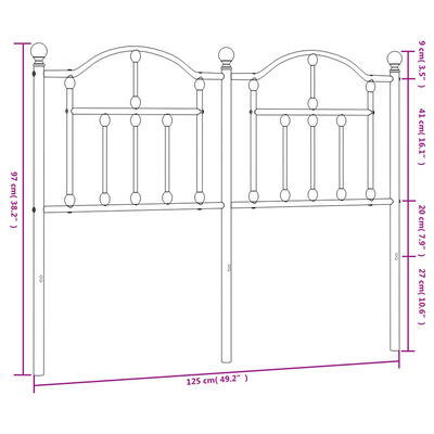 vidaXL Metalno uzglavlje bijelo 120 cm