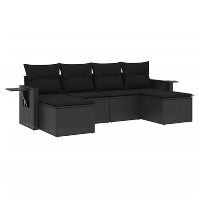 vidaXL 6-dijelni set vrtnih sofa s jastucima crni od poliratana