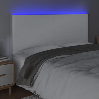 vidaXL LED uzglavlje bijelo 200x5x118/128 cm od umjetne kože