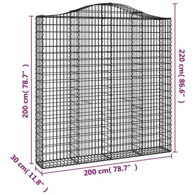 vidaXL Lučne gabionske košare 3 kom 200x30x200/220cm pocinčano željezo