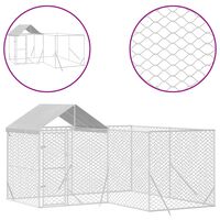 vidaXL Vanjski kavez za pse s krovom srebrni 4x4x2,5 m pocinčani čelik