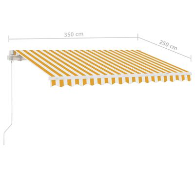 vidaXL Samostojeća tenda na ručno uvlačenje 350 x 250 cm žuto-bijela