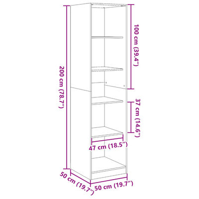 vidaXL Ormar crni 50 x 50 x 200 cm od iverice