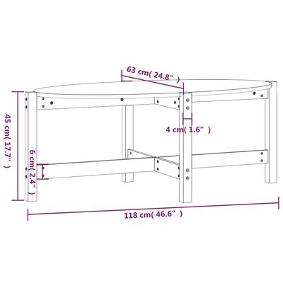 vidaXL Stolić za kavu 118 x 63 x 45 cm od masivne borovine