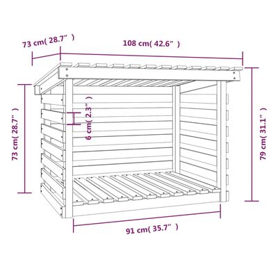 vidaXL Stalak za drva za ogrjev boja meda 108 x 73 x 79 cm od borovine