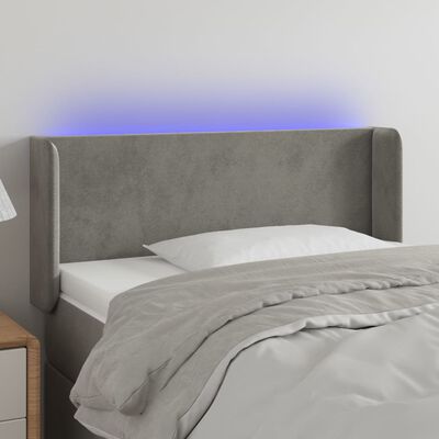 vidaXL LED uzglavlje svjetlosivo 83x16x78/88 cm baršunasto