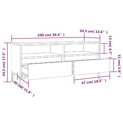 vidaXL TV ormarić sjajni bijeli 100x34,5x44,5 cm od konstruiranog drva