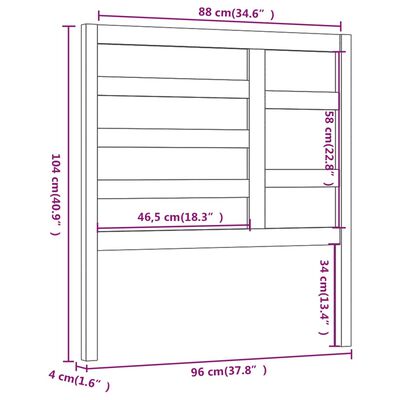 vidaXL Uzglavlje za krevet sivo 96 x 4 x 104 cm od masivne borovine