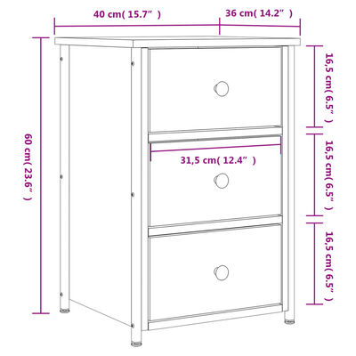 vidaXL Noćni ormarići 2 kom crni 40 x 36 x 60 cm od konstruiranog drva