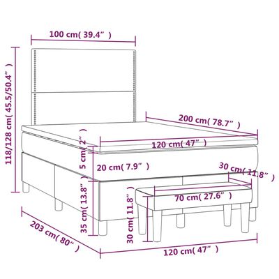 vidaXL Krevet s oprugama i madracem crni 120 x 200cm od tkanine