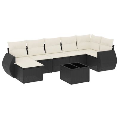 vidaXL 8-dijelni set vrtnih sofa od poliratana s jastucima crni