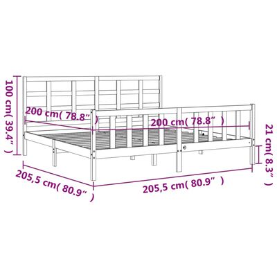 vidaXL Okvir kreveta s uzglavljem boja meda 200x200cm od masivnog drva