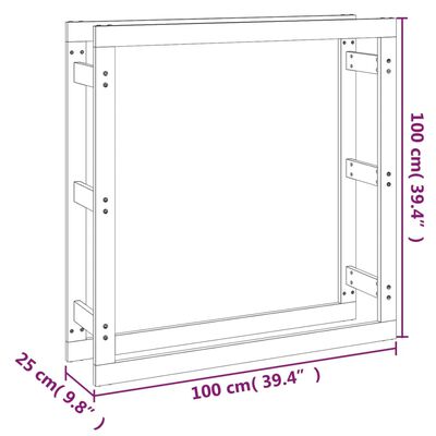 vidaXL Stalak za drva za ogrjev sivi 100x25x100 cm od masivne borovine