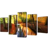 vidaXL Set zidnih slika na platnu s uzorkom šume 200 x 100 cm