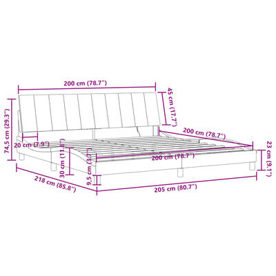 vidaXL Okvir kreveta s LED svjetlima crni 200 x 200 cm baršunasti