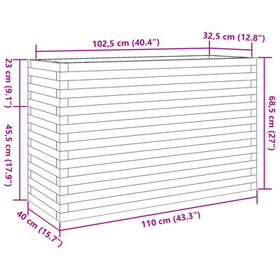 vidaXL Vrtna sadilica 110x40x68,5 cm od impregnirane borovine