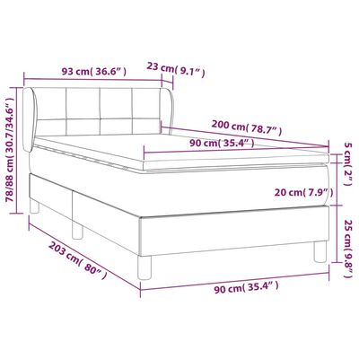 vidaXL Box spring krevet s madracem svjetlosivi 90x190 cm baršunasti