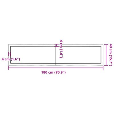 vidaXL Stolna ploča tamnosmeđa 180 x 40 x (2-6) cm obrađena hrastovina