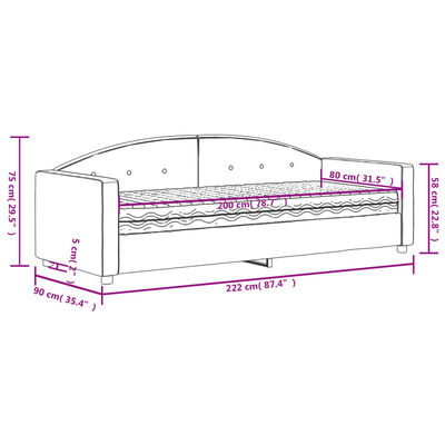 vidaXL Dnevni krevet s madracem žuti 80 x 200 cm baršunasti