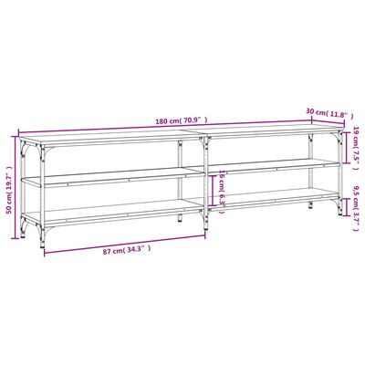 vidaXL TV ormarić crni 180 x 30 x 50 cm konstruirano drvo i metal