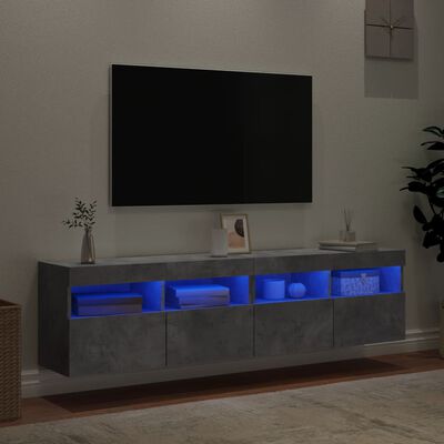 vidaXL Zidni TV ormarići LED 2 kom boja betona 80x30x40 cm