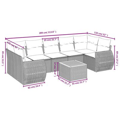 vidaXL 8-dijelni set vrtnih sofa od poliratana s jastucima crni