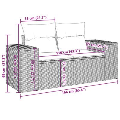 vidaXL 10-dijelni set vrtnih sofa od poliratana s jastucima sivi