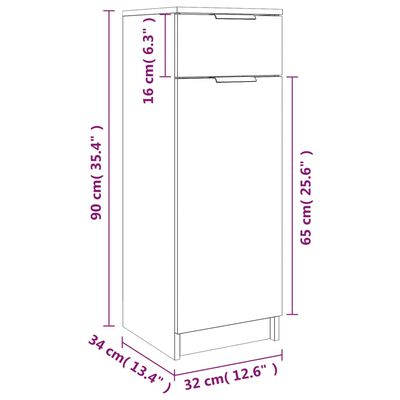 vidaXL Kupaonski ormarić sivi hrast 32x34x90 cm konstruirano drvo