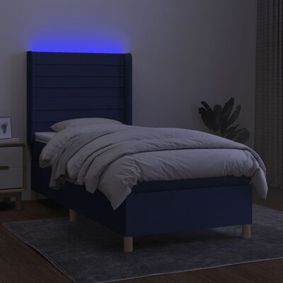 vidaXL Krevet box spring s madracem LED plavi 100x200 cm od tkanine
