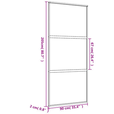 vidaXL Klizna vrata zlatna 90 x 205 cm prozirno staklo ESG i aluminij