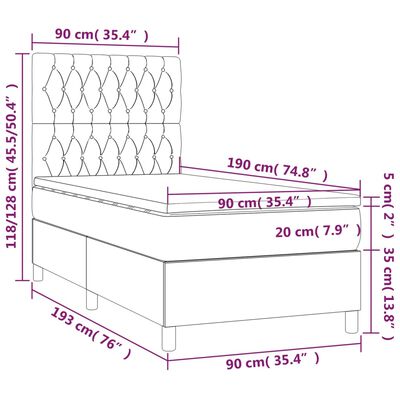 vidaXL Krevet box spring s madracem LED plavi 90x190 cm od tkanine