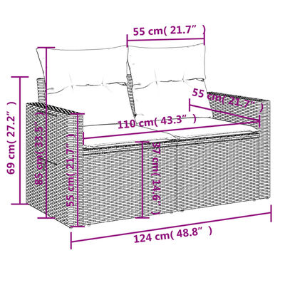 vidaXL 11-dijelni set vrtnih sofa od poliratana s jastucima sivi