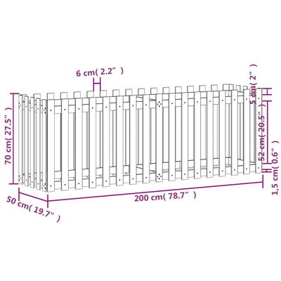 vidaXL Povišena vrtna gredica 200x50x70 cm impregnirana borovina