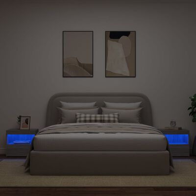 vidaXL Noćni ormarići s LED svjetlima 2 kom boja hrasta 50x40x45 cm